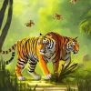 Tigers And Butterflies Diamond Painting