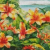 Tropical Hibiscus Flowers Art Diamond Painting