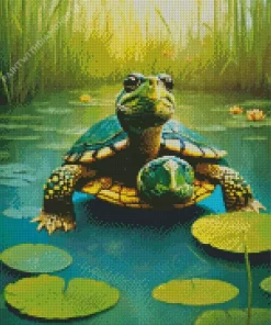 Turtles On Lily Pad Diamond Painting