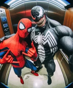 Venom And Spider Man Selfie Diamond With Numbers