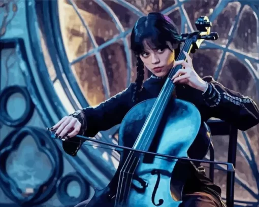 Wednesday Addams Playing Cello Diamond Paintings