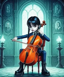 Wednesday Playing Cello Diamond Paintings