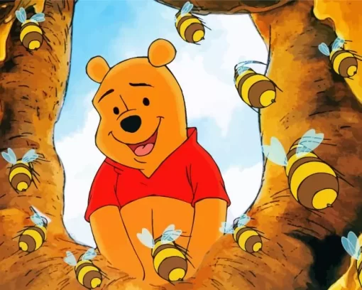 Winnie The Pooh With Bees Diamond Painting