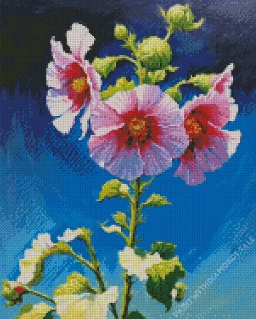 Abstract Hollyhock Flowers Diamond Painting