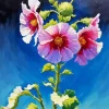 Abstract Hollyhock Flowers Diamond Painting