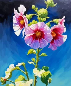 Abstract Hollyhock Flowers Diamond Painting