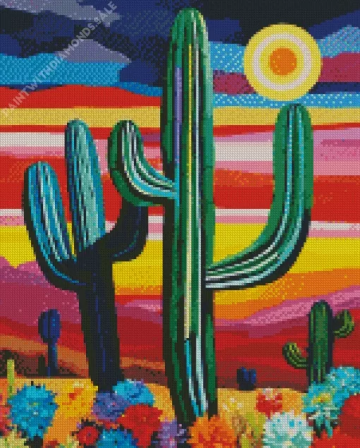 Abstract Cactus Art Diamond Painting