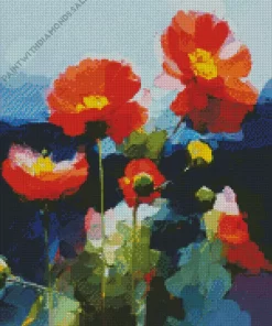 Abstract Red Poppies Diamond Painting