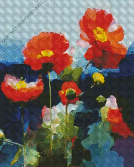 Abstract Red Poppies Diamond Painting