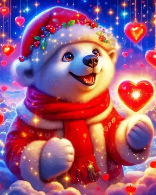 Adorable Christmas Bear Diamond Paintings