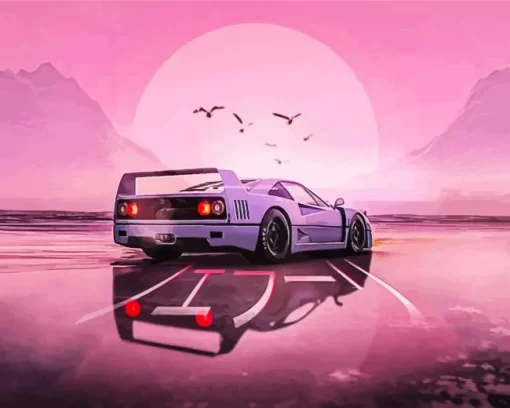 Aesthetic Car In Sunset Diamond Painting