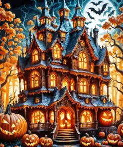 Aesthetic Halloween Castle Diamond Paintings