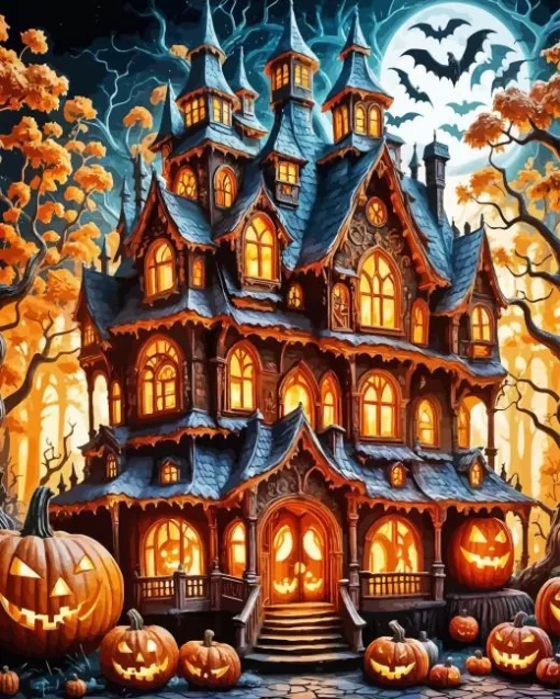 Aesthetic Halloween Castle Diamond Paintings