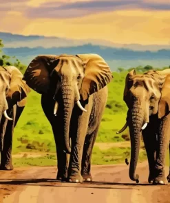 African Elephants Diamond Painting