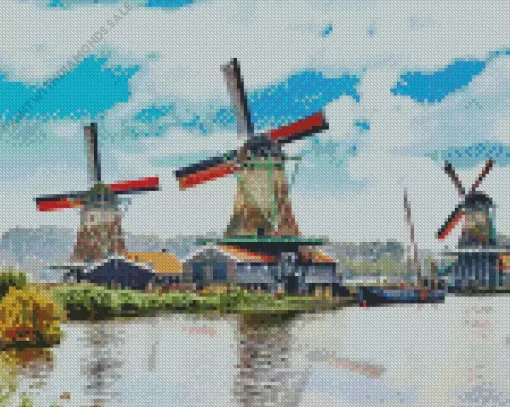 Amsterdam Windmills Diamond Painting