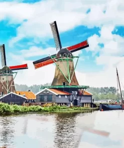 Amsterdam Windmills Diamond Painting