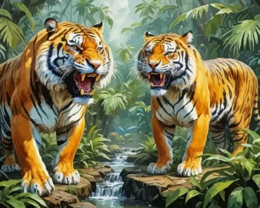 Angry Tigers Diamond Diamond Painting