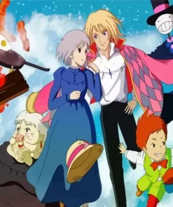 Anime Howls Moving Castle Characters Diamond Painting