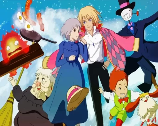 Anime Howls Moving Castle Characters Diamond Painting