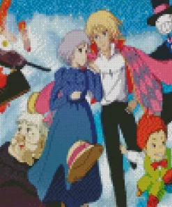 Anime Howls Moving Castle Characters Diamond Painting