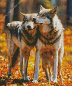 Autumn Wolf Couple Diamond Painting