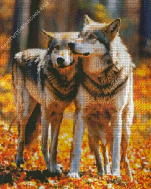 Autumn Wolf Couple Diamond Painting