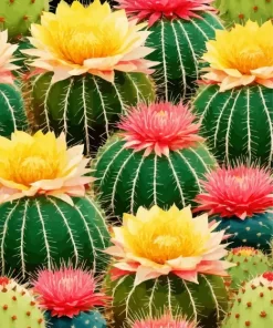 Barrel Cactus With Flowers Diamond Painting