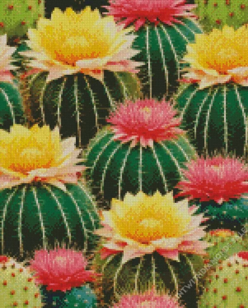 Barrel Cactus With Flowers Diamond Painting