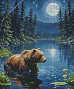 Bear In A River Diamond Painting