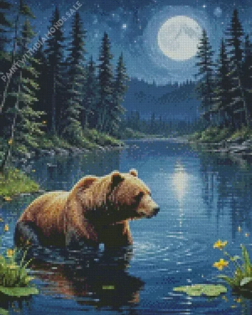 Bear In A River Diamond Painting