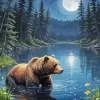 Bear In A River Diamond Painting