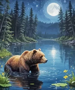 Bear In A River Diamond Painting