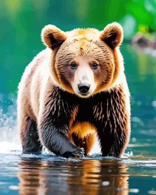 Bear In Water Diamond Painting