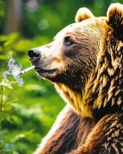 Bear Smoking Diamond Painting