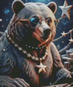 Bear With Glasses Diamond Painting