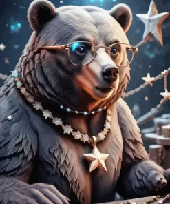 Bear With Glasses Diamond Painting