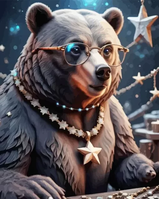 Bear With Glasses Diamond Painting