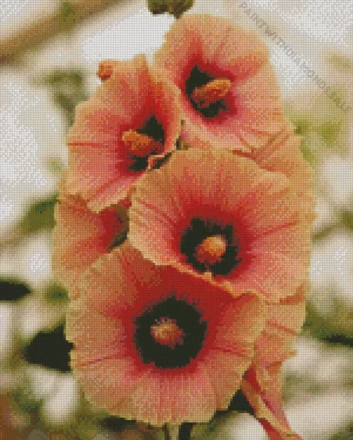 Beautiful Hollyhock Flowers Diamond Painting