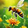 Bee On A Yellow Flower Art Diamond Painting