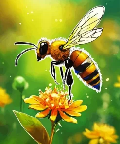 Bee On A Yellow Flower Art Diamond Painting