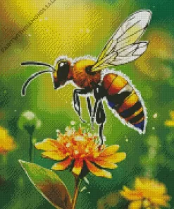 Bee On A Yellow Flower Art Diamond Painting