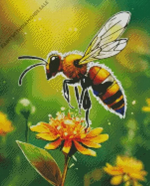 Bee On A Yellow Flower Art Diamond Painting