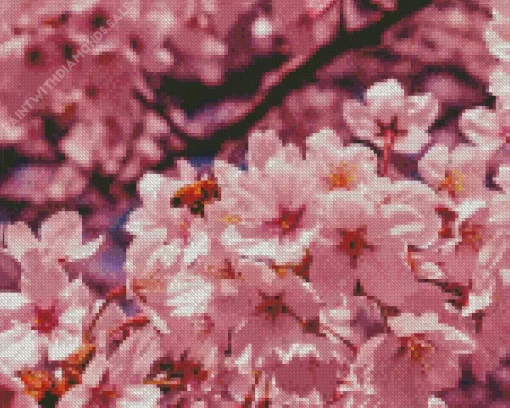 Bees And Cherry Blossoms Diamond Painting