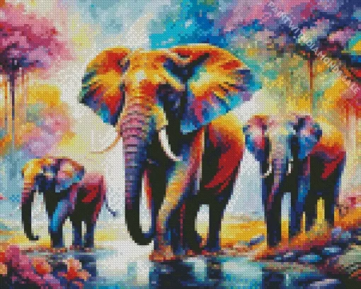 Black Elephants Diamond Painting