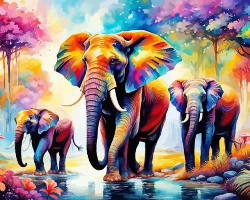 Black Elephants Diamond Painting