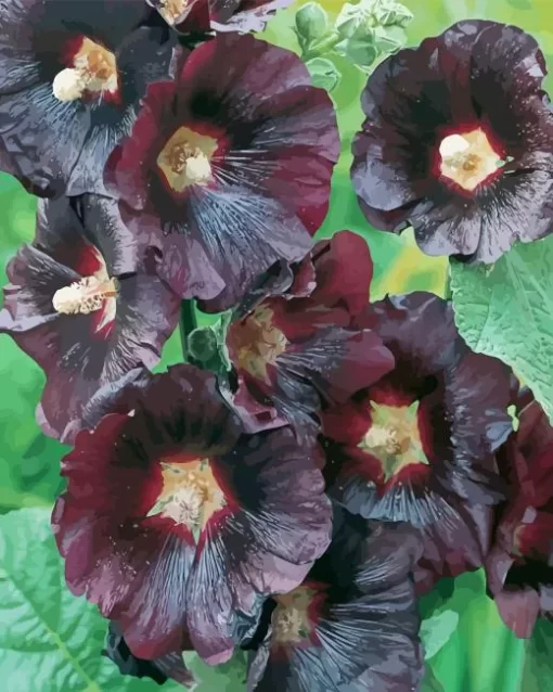 Black Hollyhock Diamond Painting