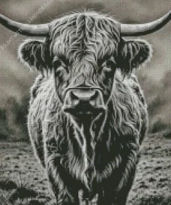 Black And White Highland Cow Diamond Painting