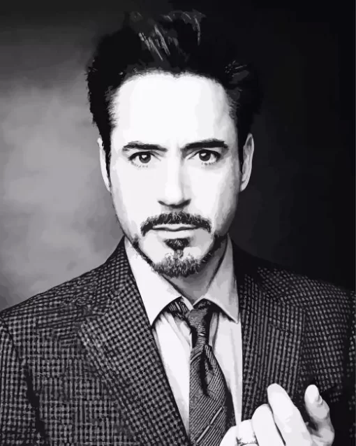 Black And White Robert Downey Jr Diamond Painting