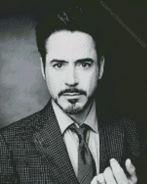 Black And White Robert Downey Jr Diamond Painting