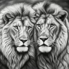 Black And White Lions Diamond Painting